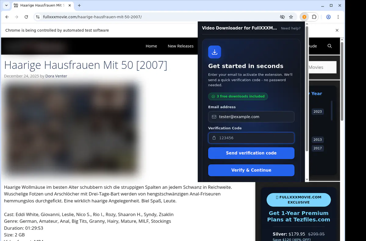 Fullxxxmovies Video Downloader browser extension screenshot 4
